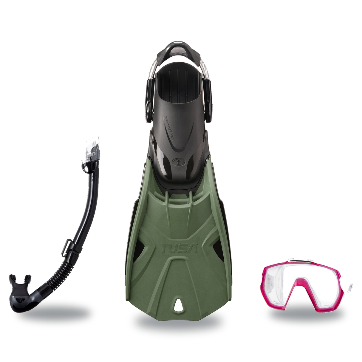 Tusa Mask Fin Snorkel Package – Freedom Elite Single Lens, Tina Single Lens or Imprex 3-D Hyperdry Single Lens Mask + Hyperd…