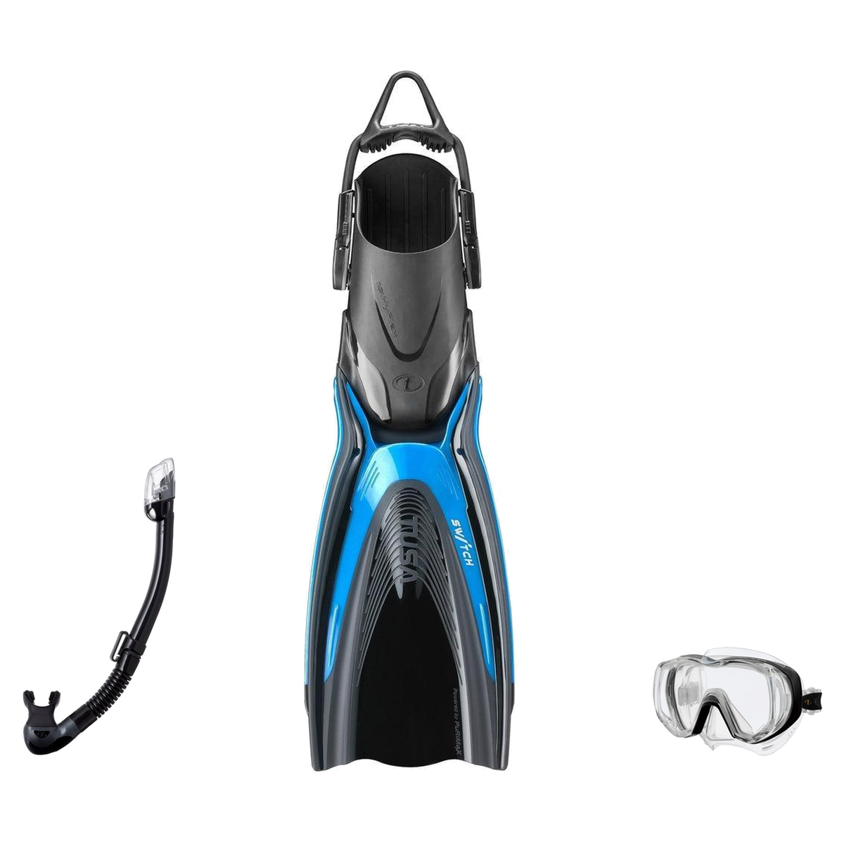 Tusa Mask Fin Snorkel Package – Freedom Tri-Quest Single Lens, Tina Single Lens or Ino Mask + Hyperdry Elite II Snorkel + Hy…