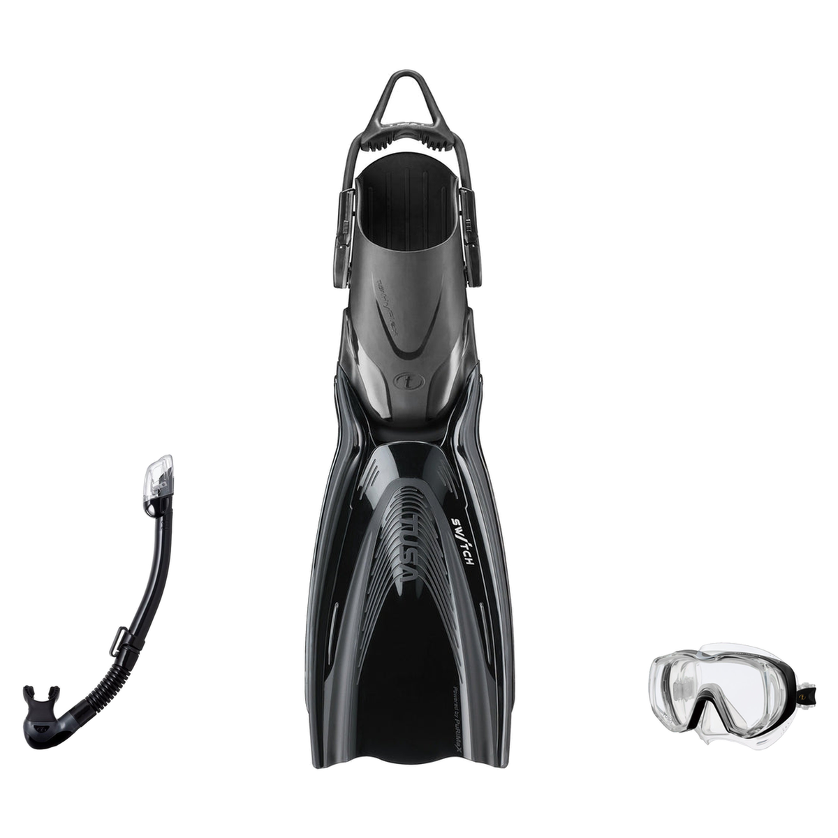 Tusa Mask Fin Snorkel Package – Freedom Tri-Quest Single Lens, Tina Single Lens or Ino Mask + Hyperdry Elite II Snorkel + Hy…