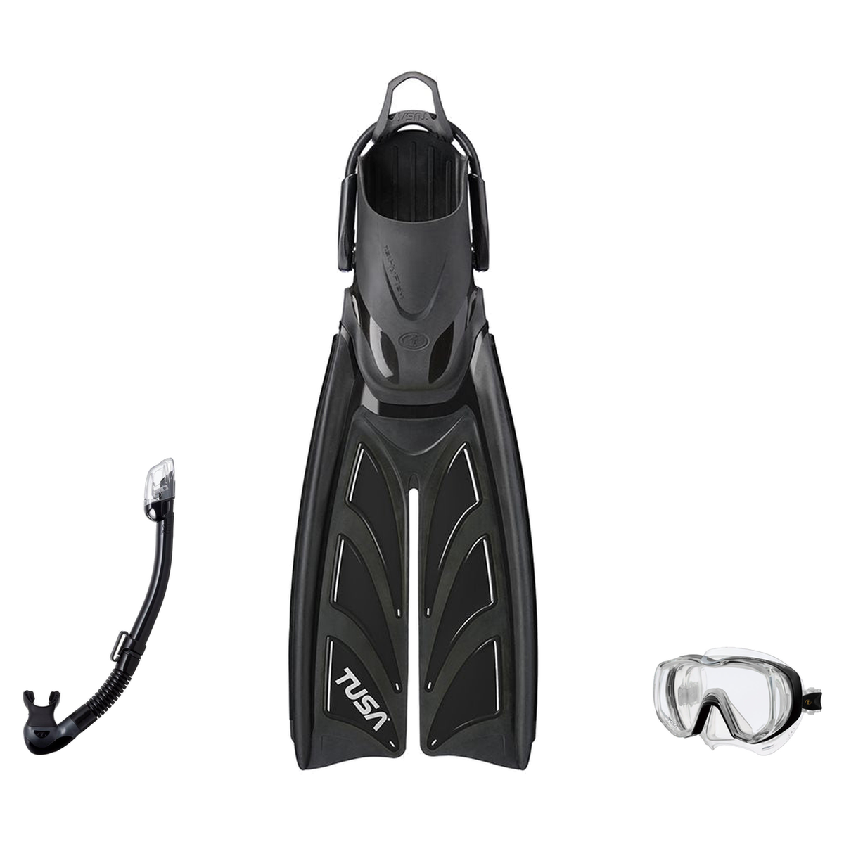 Tusa Mask Fin Snorkel Package – Freedom Tri-Quest Single Lens, Tina Single Lens or Ino Mask + Hyperdry Elite II Snorkel + Hy…