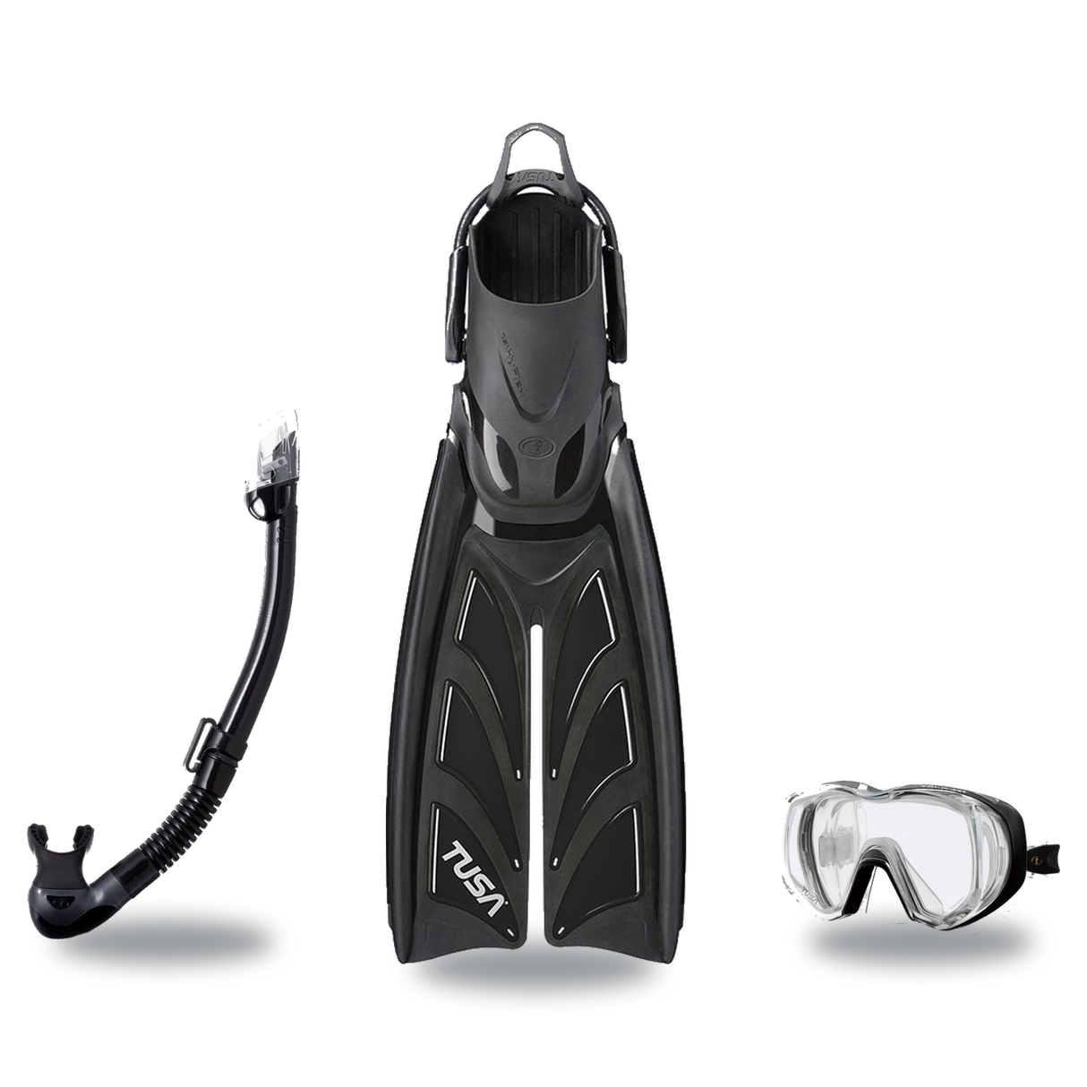 Tusa Mask Fin Snorkel Package – Freedom Tri-Quest Single Lens, Tina Single Lens or Ino Mask + Hyperdry Elite II Snorkel + Hy…