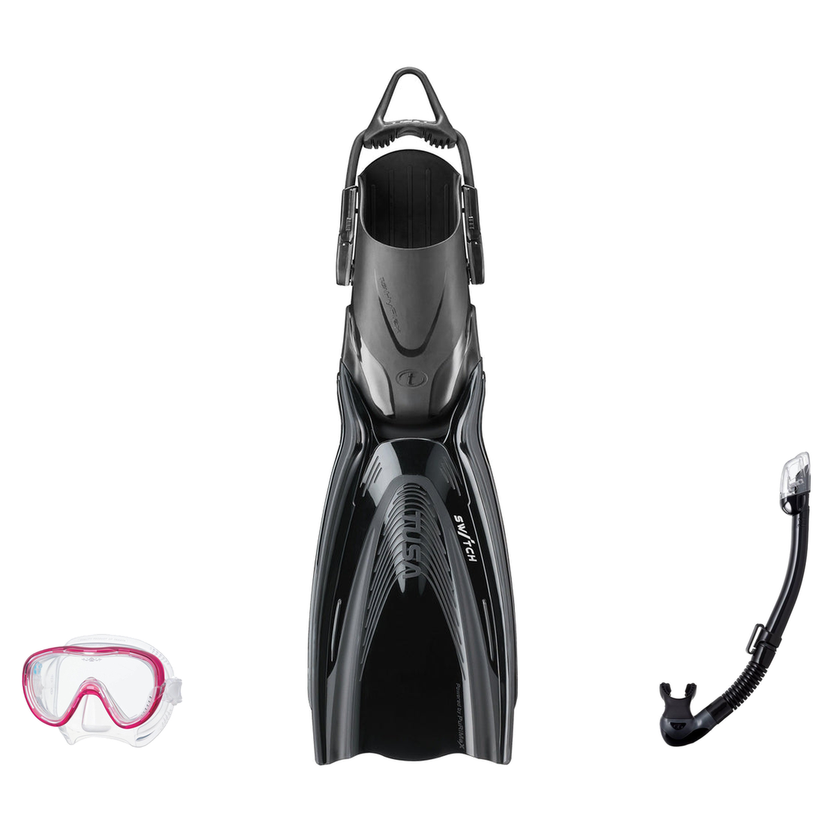 Tusa Mask Fin Snorkel Package – Freedom Tri-Quest Single Lens, Tina Single Lens or Ino Mask + Hyperdry Elite II Snorkel + Hy…