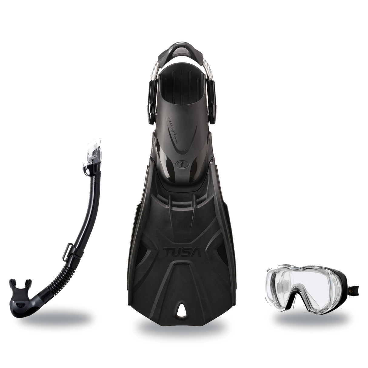 Tusa Mask Fin Snorkel Package – Freedom Tri-Quest Single Lens, Tina Single Lens or Ino Mask + Hyperdry Elite II Snorkel + Hy…