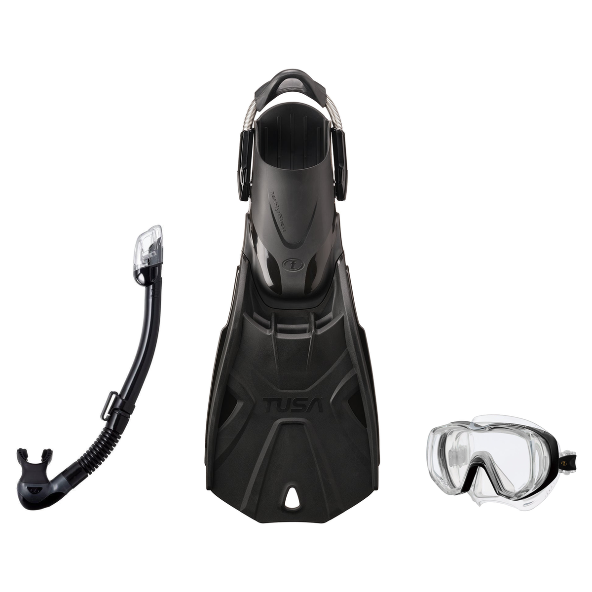 Tusa Mask Fin Snorkel Package – Freedom Tri-Quest Single Lens, Tina Single Lens or Ino Mask + Hyperdry Elite II Snorkel + Hy…