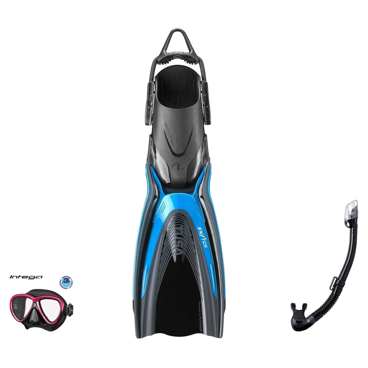 Tusa Mask Fin Snorkel Package – Intega Dual Lens, Freedom HD Single Lens or Zensee Mask + Hyperdry Elite II Snorkel + HyFlex…