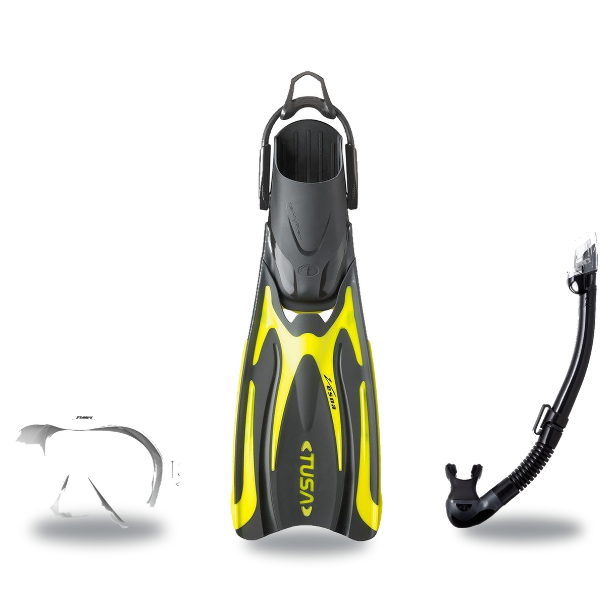 Tusa Mask Fin Snorkel Package – Freedom HD Single Lens, Zensee or Ino Mask + Hyperdry Elite II Snorkel + SF-0112 Tri-Force F…