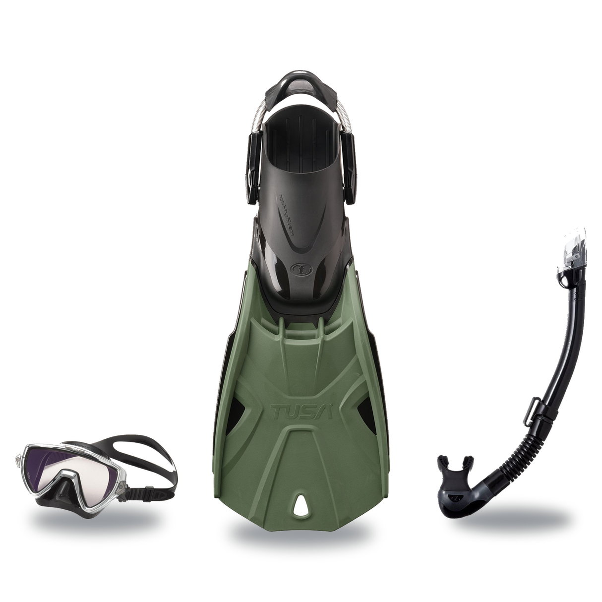 Tusa Mask Fin Snorkel Package – Zensee Pro, Ino Pro Diving Silicone or Visio Pro Single Lens Mask + Hyperdry Elite II Snorke…