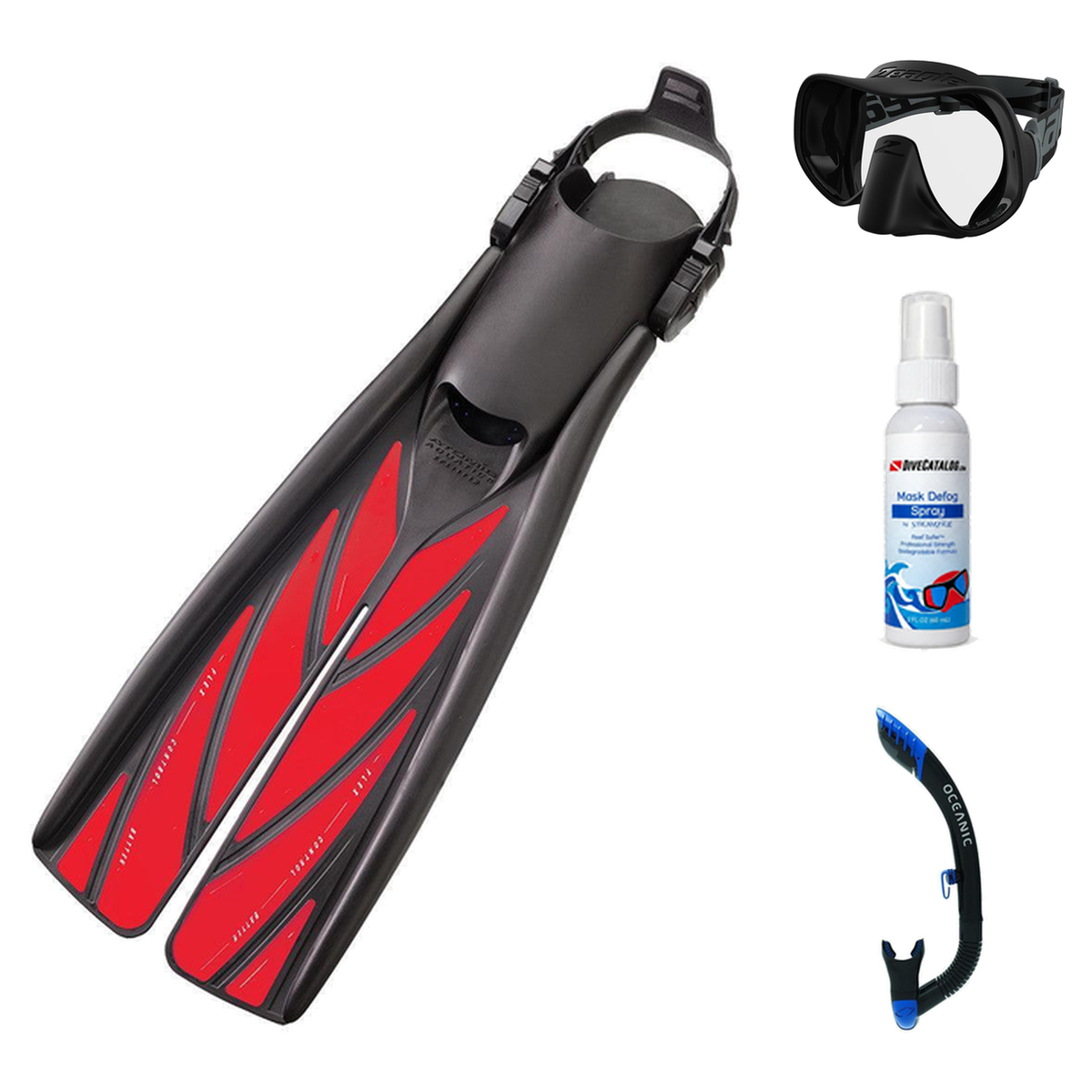 Zeagle Mask Fin Snorkel Package – Scope Mono, Venom or Mini Shadow Single Lens Mask + Ultra Dry 2 Snorkel + Recon Fins — Sco…