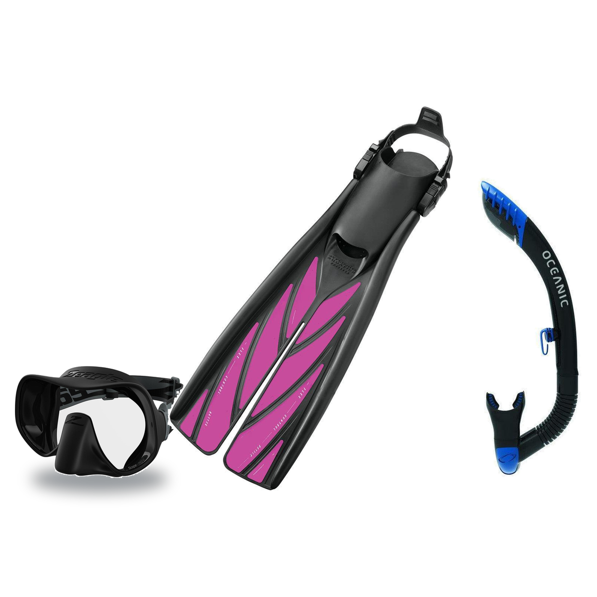 Zeagle Mask Fin Snorkel Package – Scope Mono, Venom or Mini Shadow Single Lens Mask + Ultra Dry 2 Snorkel + Recon Fins — Sco…