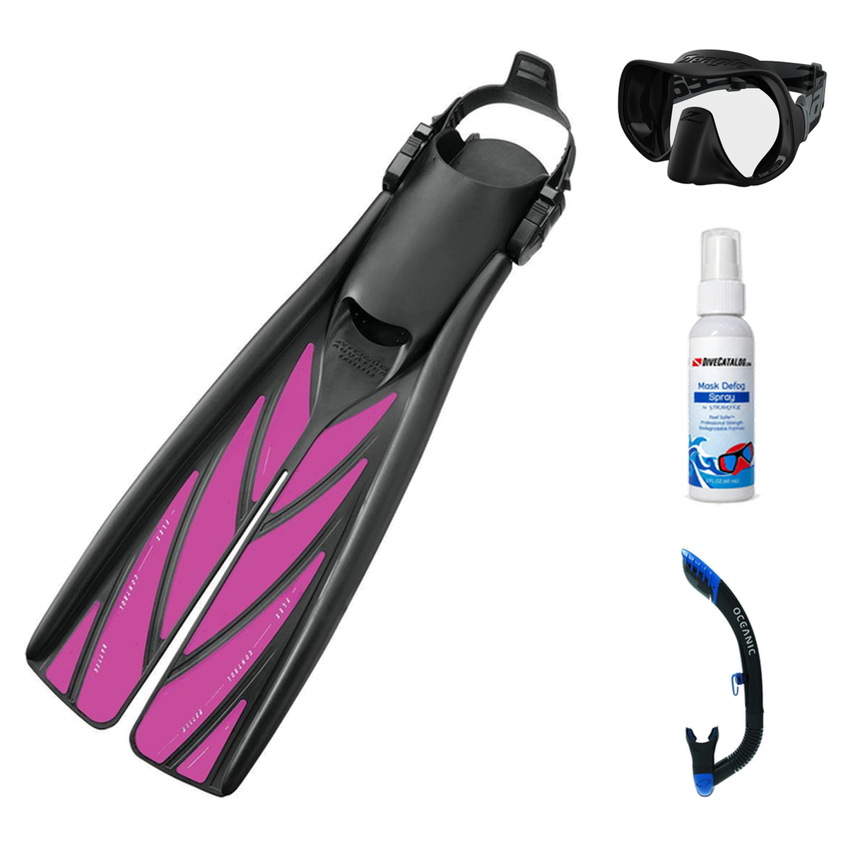 Zeagle Mask Fin Snorkel Package – Scope Mono, Venom or Mini Shadow Single Lens Mask + Ultra Dry 2 Snorkel + Recon Fins — Sco…