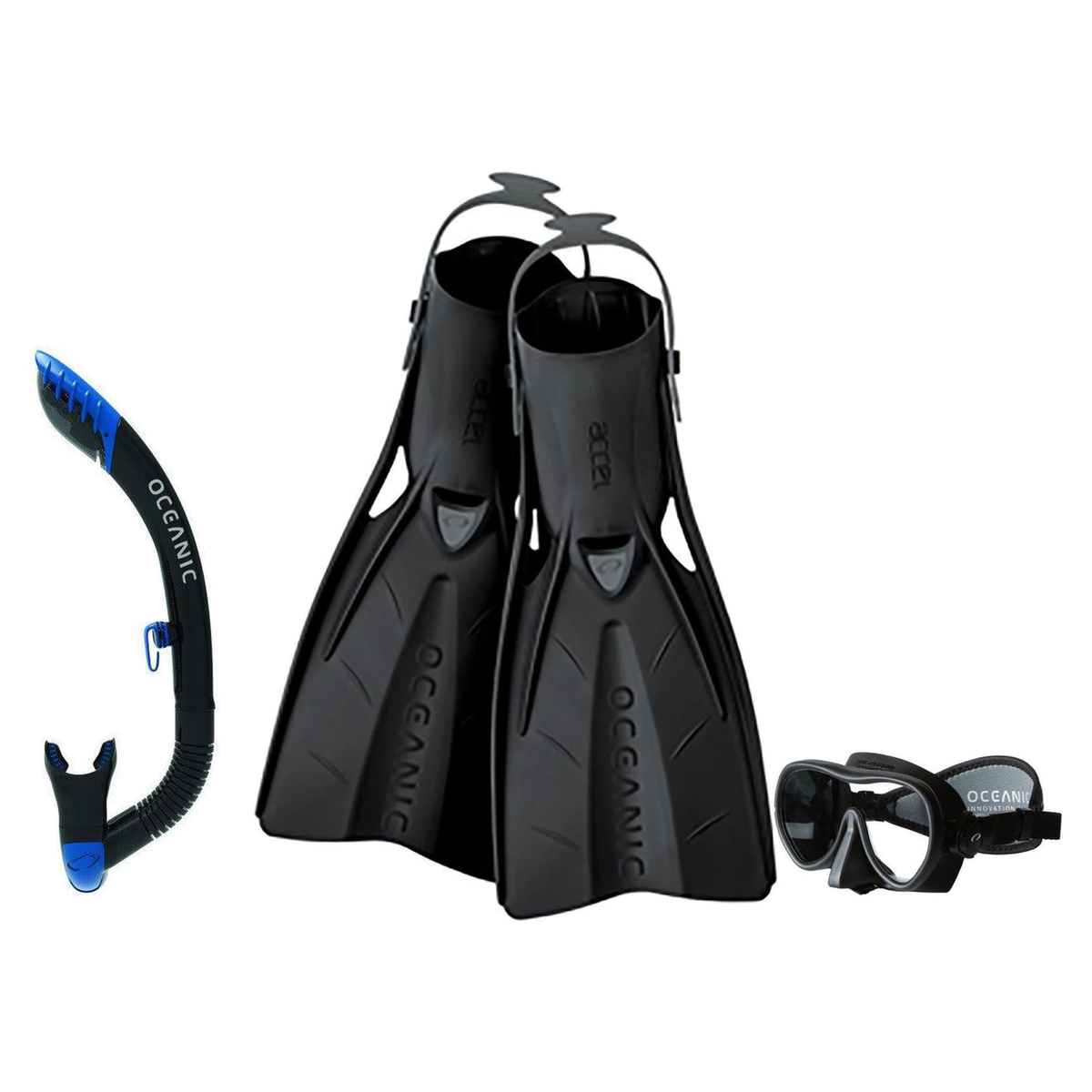 Oceanic Snorkeling Package – Shadow, Mini Shadow or Duo Mask + Ultra Dry 2 Snorkel + Manta Ray Fins — Mini Shadow – Compact…