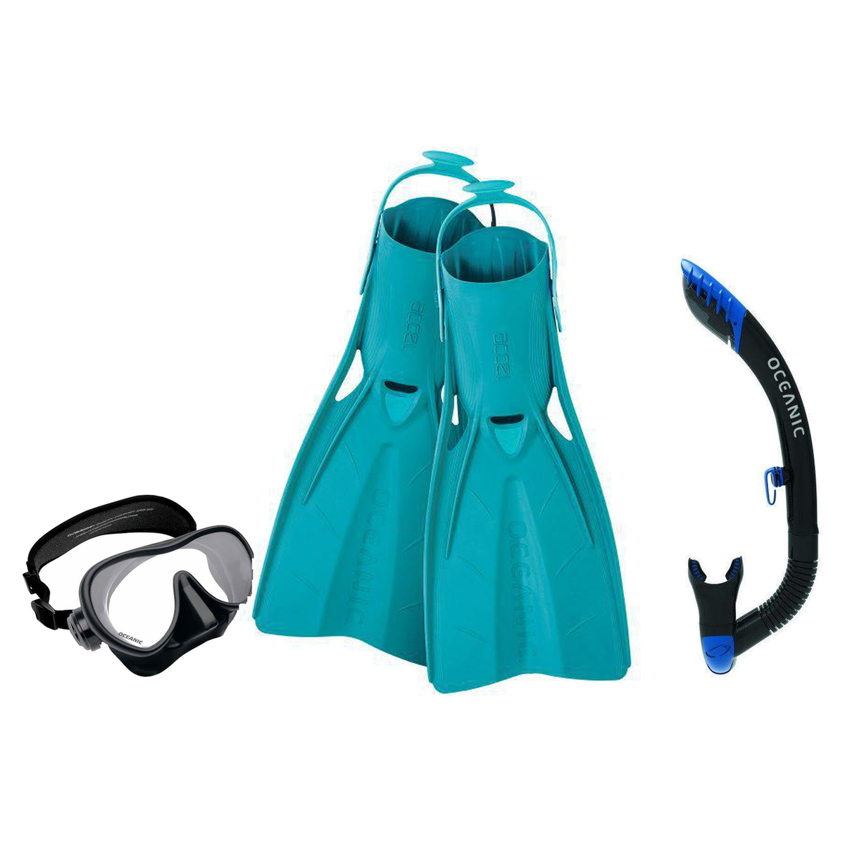 Oceanic Snorkeling Package – Shadow, Mini Shadow or Duo Mask + Ultra Dry 2 Snorkel + Manta Ray Fins — Shadow – Frameless, Oc…