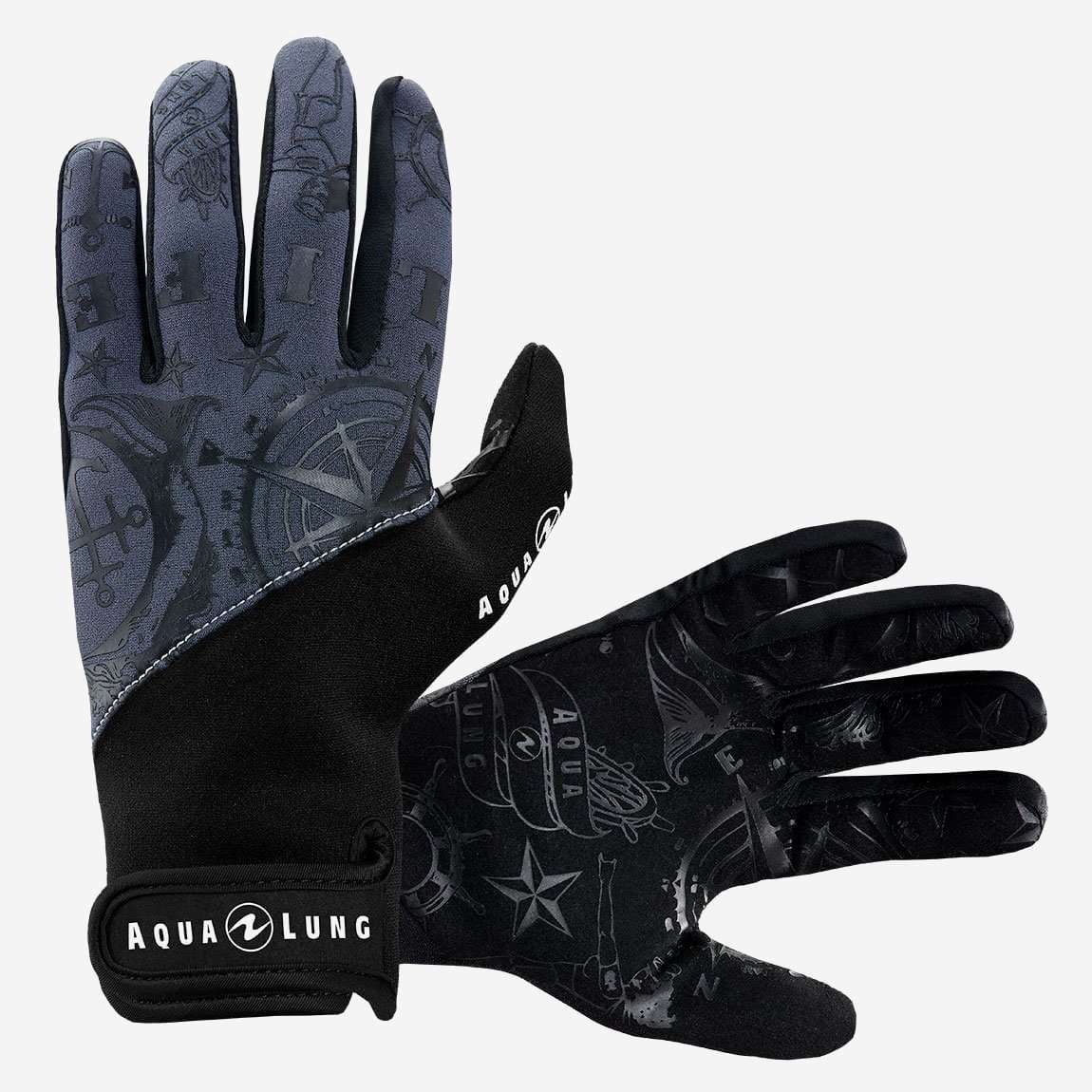 Aqualung Admiral III Dive Gloves 2mm-Dark Grey/Black-S-