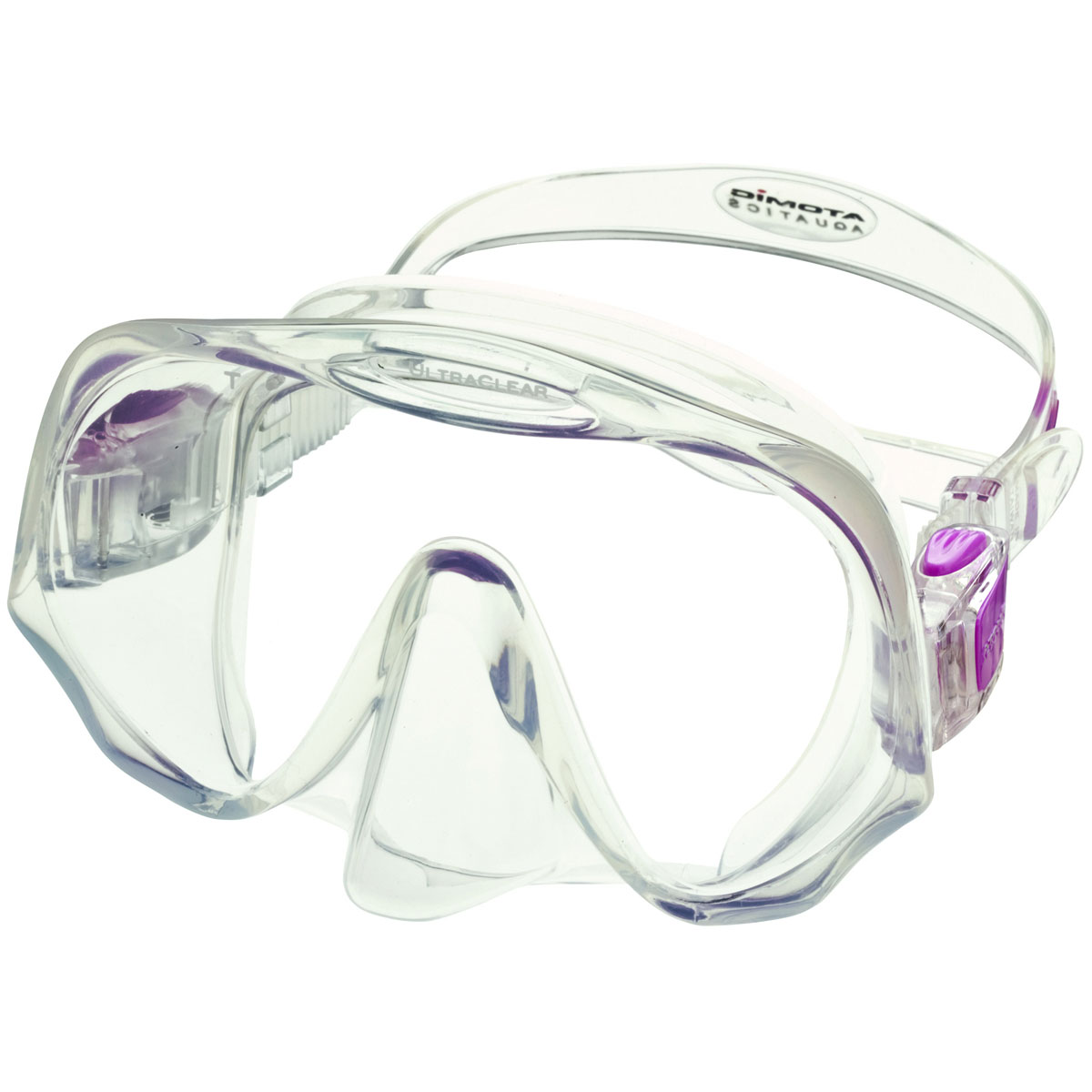 Open Box Atomic Aquatics Frameless Mask-Clear/Purple-Medium-