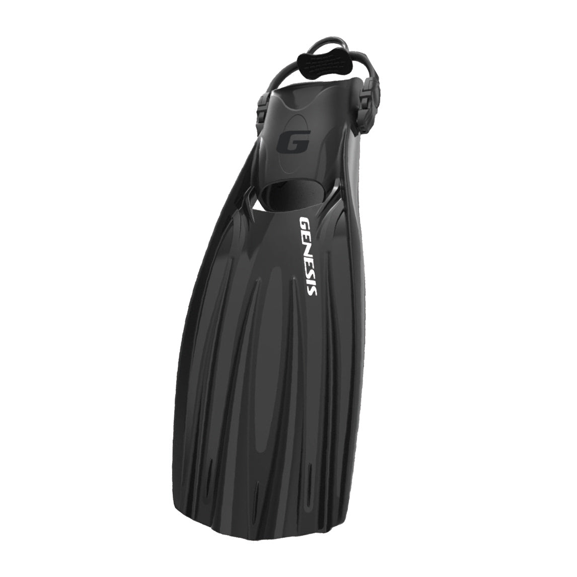 Genesis Flow Open Heel Fin with Bungee Fin Strap Powerful Stable-Black-SM-