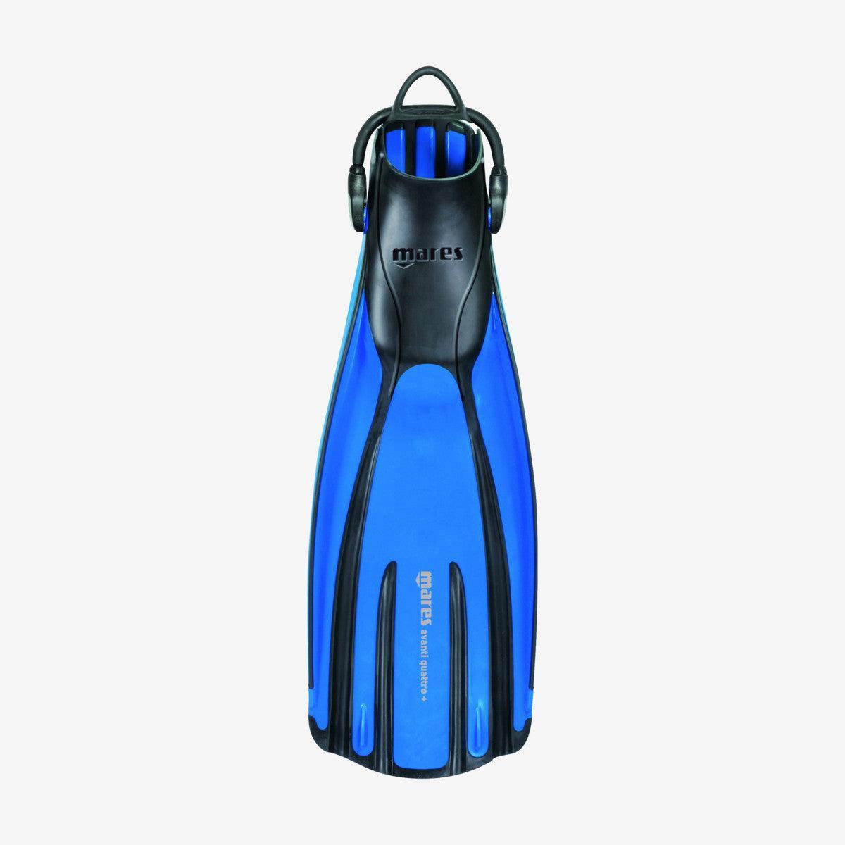 Mares Plana Avanti Quattro Plus Open Heel Bungee Strap Dive Fins-Blue-S-