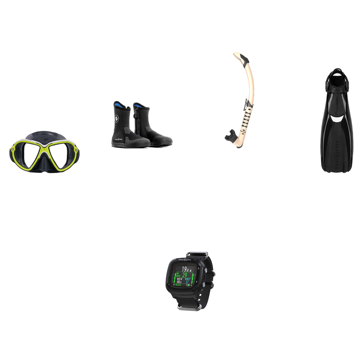 Aqualung Open Water Diver Course Package – Reveal Ultrafit Mask + Phazer Open Heel Fins + Zephyr Flex Snorkel + 7mm Superzip…