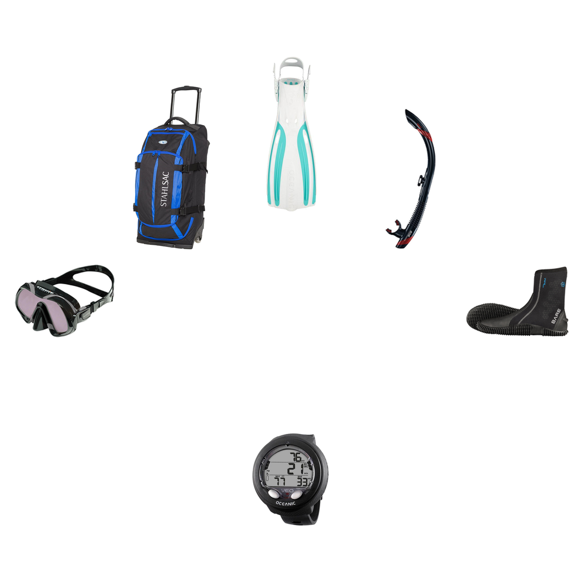 Atomic Aquatics Open Water Diver Course Package – Venom Mask + Open Heel Fins + SV2 Snorkel + Bare 7mm S-Flex Boots + Oceani…