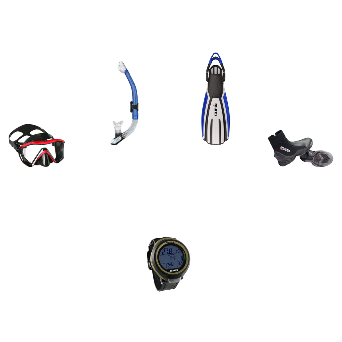 Mares Open Water Diver Course Package – Force-X LS Mask + Avanti 4X Fins + Ergo Dry Snorkel + 5mm Trilastic Boots + Puck 4 D…