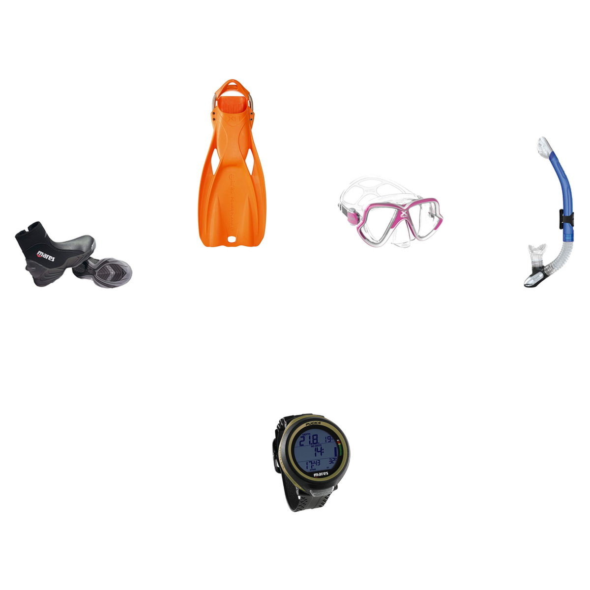 Mares Open Water Diver Course Package – Force-X LS Mask + Avanti 4X Fins + Ergo Dry Snorkel + 5mm Trilastic Boots + Puck 4 D…