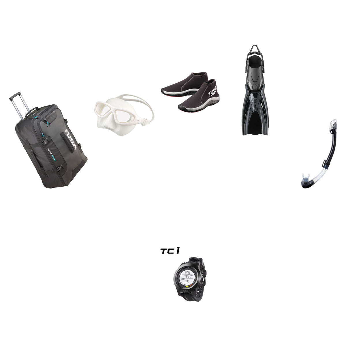 Tusa Open Water Diver Course Package – Zensee Pro Mask + SF-0112 Tri-Force Fins + Hyperdry Elite II Snorkel + HS 3mm Slipper…