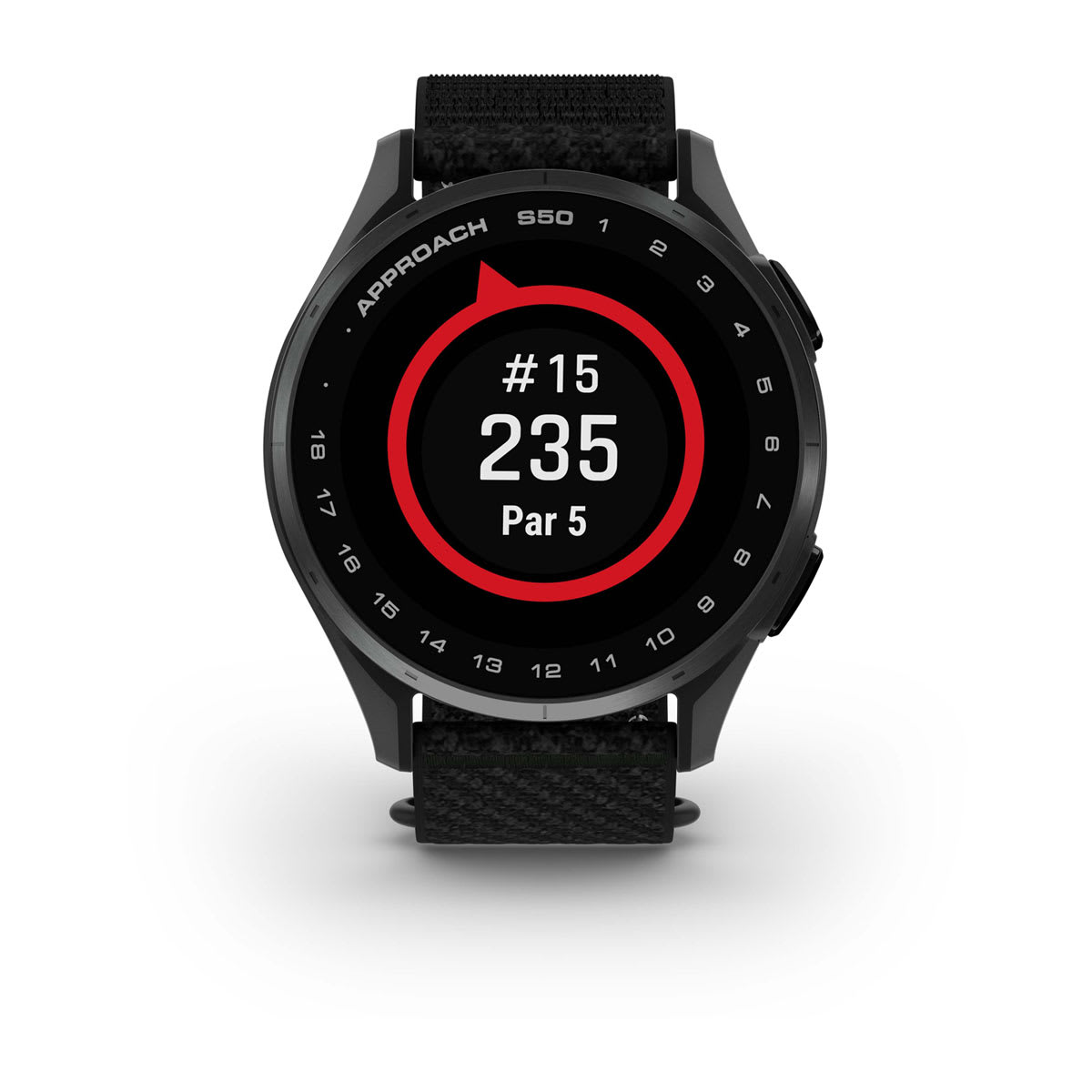 Garmin Approach S44 and S50 GPS Golf Smartwatch – S50: Golf & Fitness Features / Slate Aluminum Bezel with Black Nylon Band