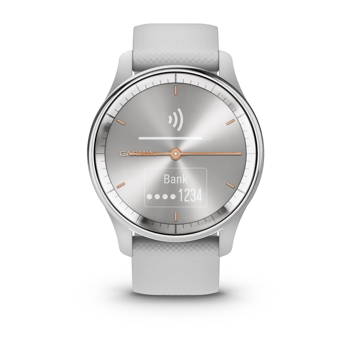 Garmin vívomove Trend Hybrid Smartwatch – Silver Stainless Steel Bezel with Mist Gray Case and Silicone Band