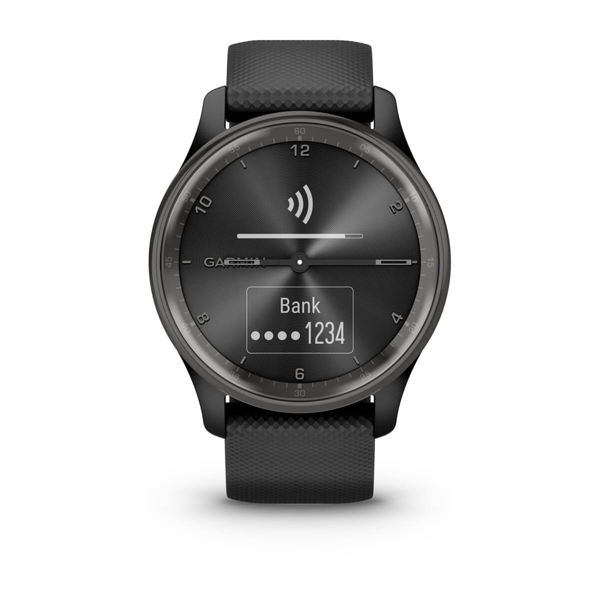 Garmin vívomove Trend Hybrid Smartwatch – Slate Stainless Steel Bezel with Black Case and Silicone Band