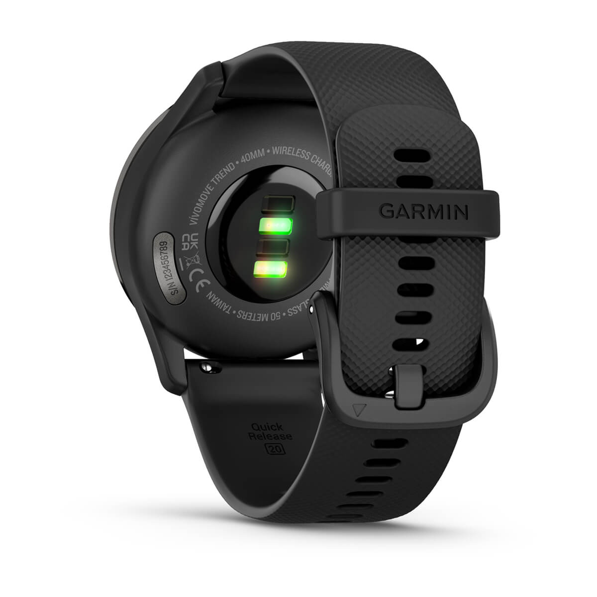 Garmin vívomove Trend Hybrid Smartwatch – Slate Stainless Steel Bezel with Black Case and Silicone Band