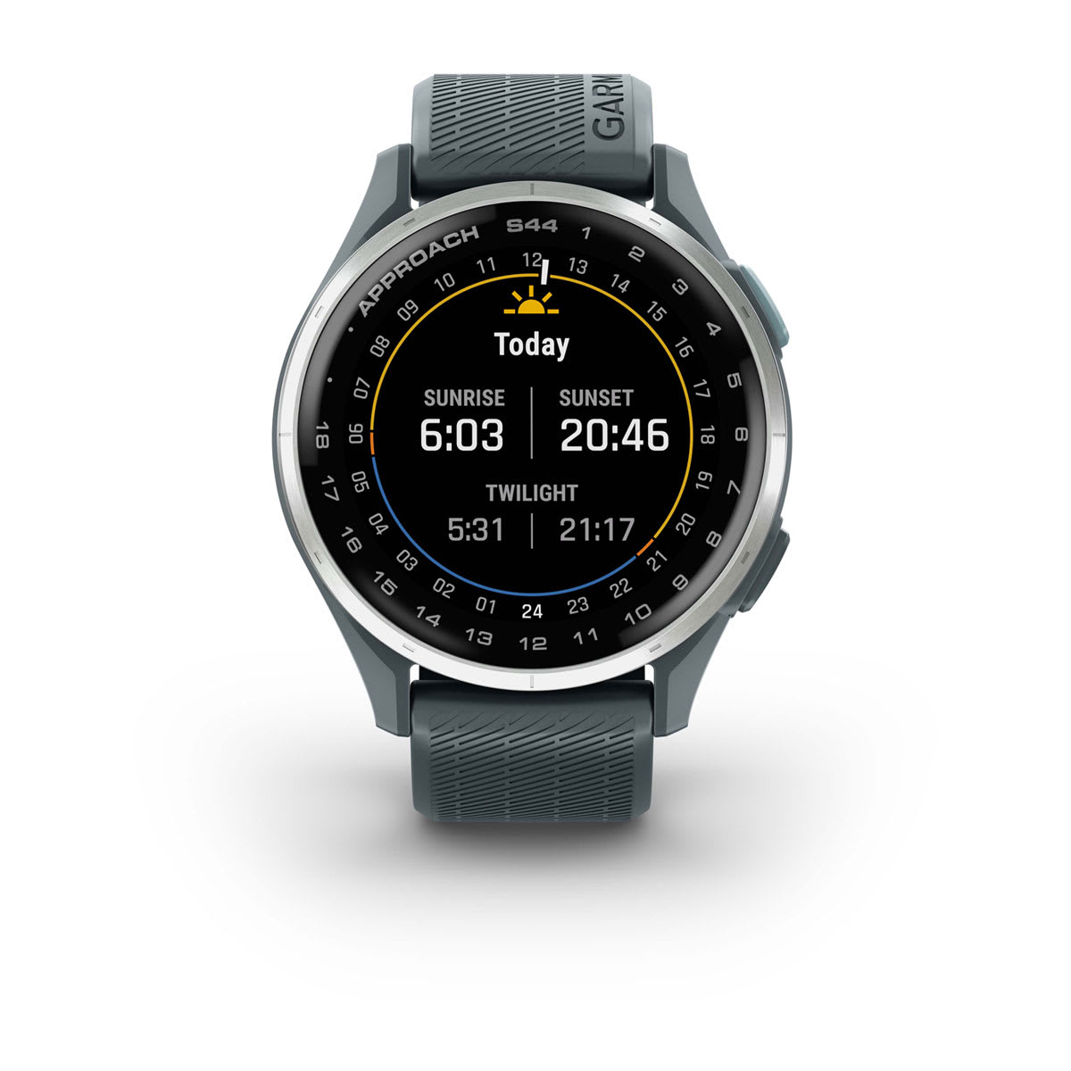 Garmin Approach S44 and S50 GPS Golf Smartwatch – S44: Golf Features / Silver Aluminum Bezel with Twilight Silicone Band