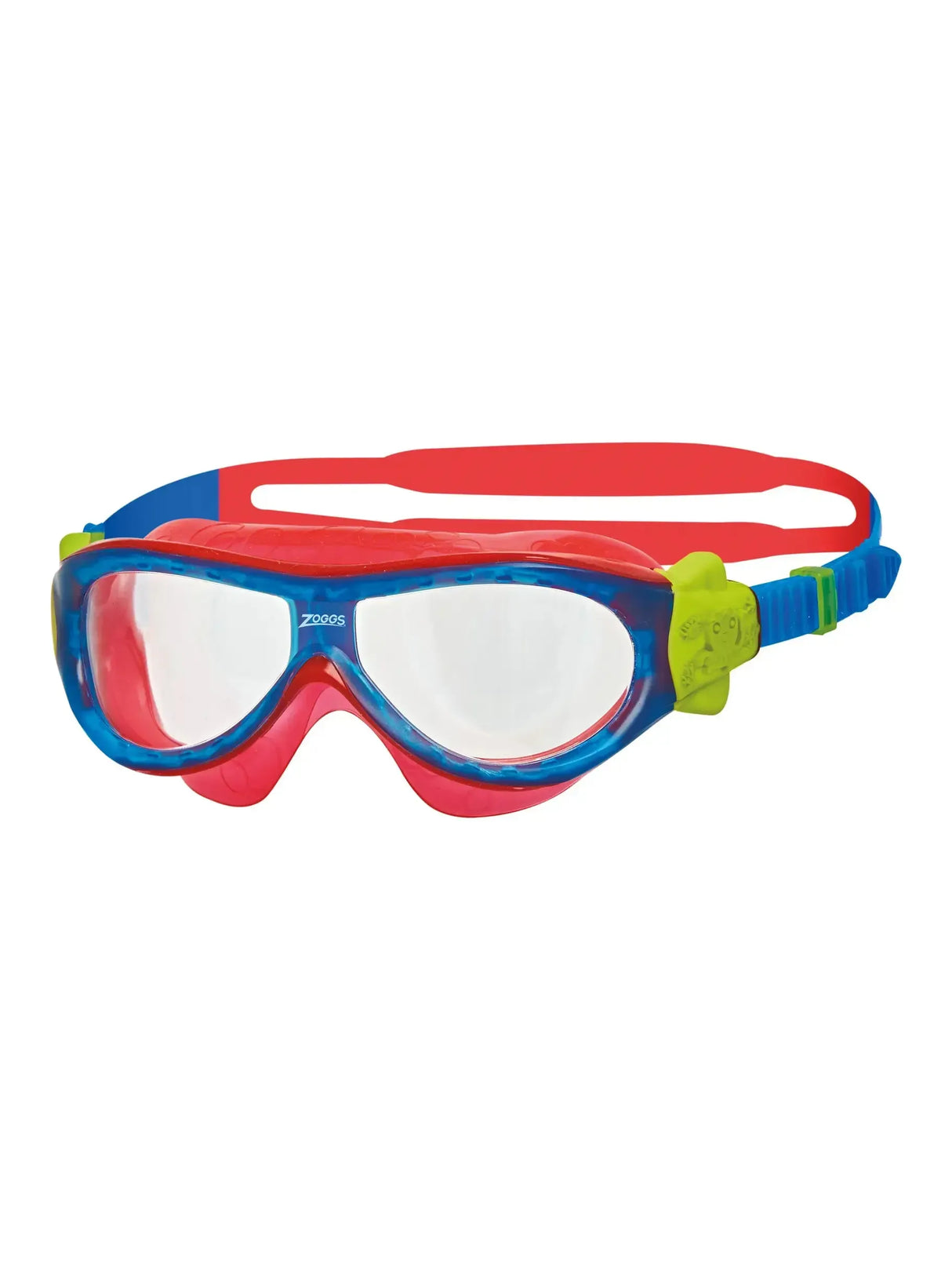 Zoggs Phantom Kids Swim Mask Blue/Red Clear Lens Anti-Fog
