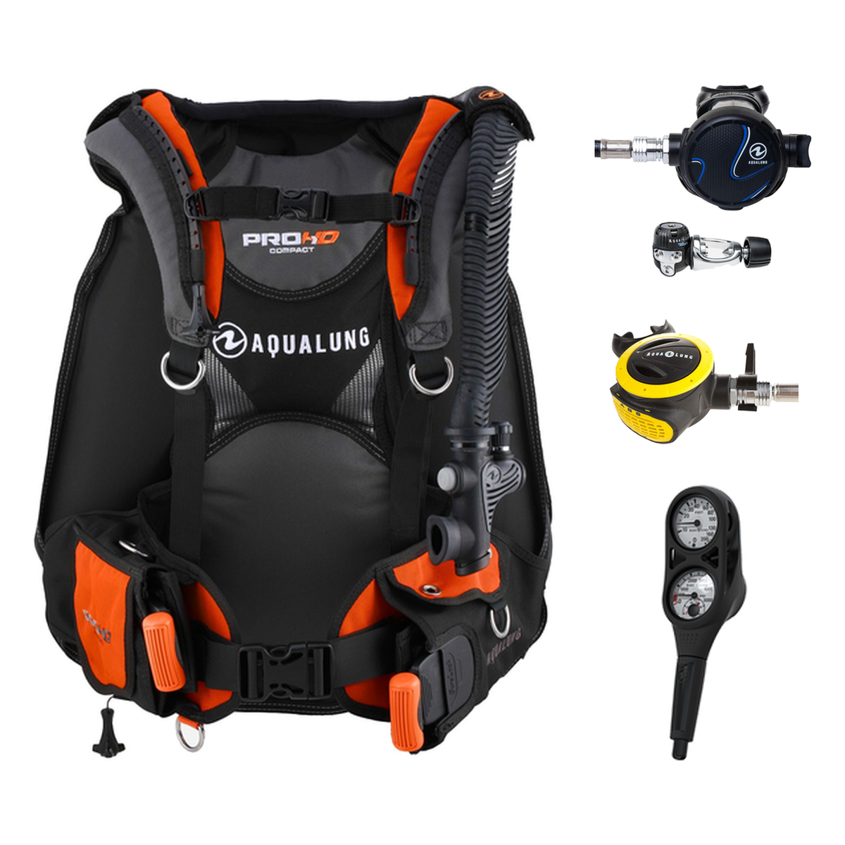 Aqualung Regulator + BCD Scuba Package – Pro HD Compact BCD + LEG3ND Regulator + Octopus + Console — Aqualung Titan