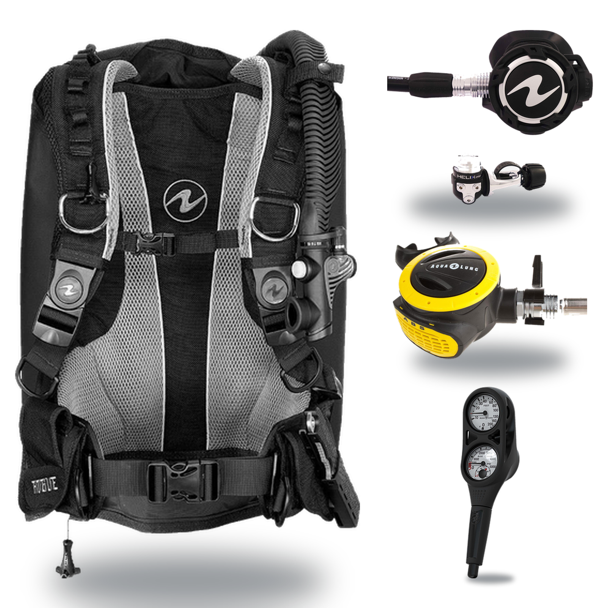 Aqualung Regulator + BCD Scuba Package – Rogue BCD + LEG3ND MBS Regulator + Octopus + Console — Aqualung Helix Pro