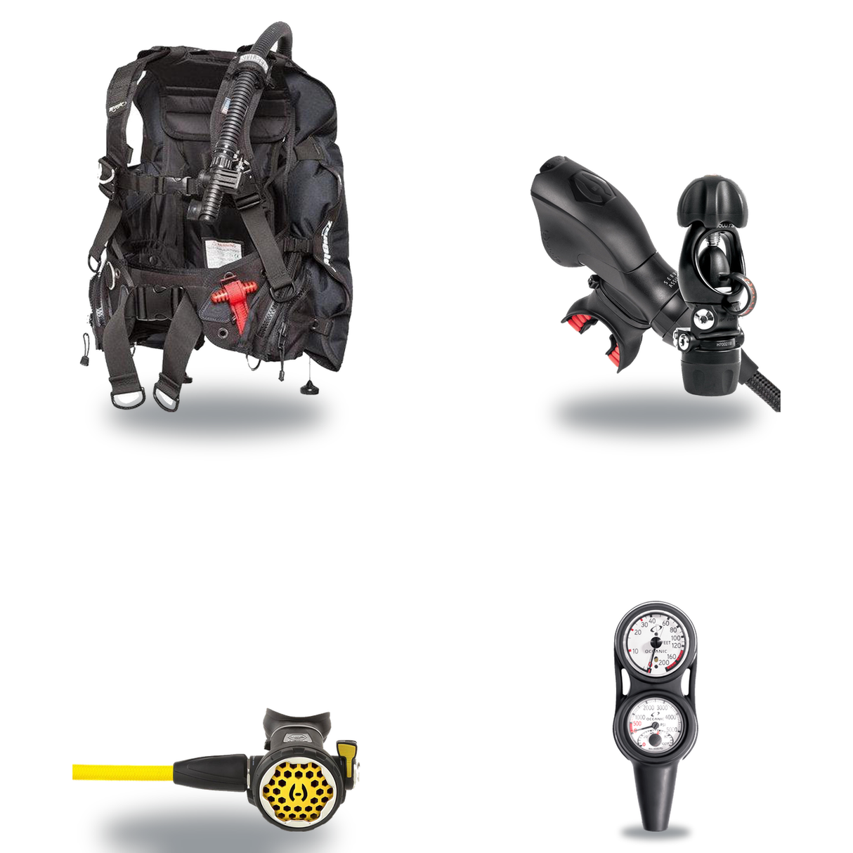 Hollis Regulator + BCD Scuba Package – HD-200 BCD + 150LX DC7 Regulator + 150LX Stainless Steel Octopus + Maxdepth Gauge Con…
