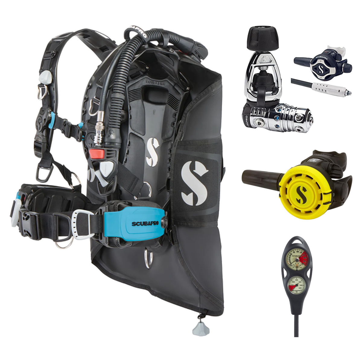Scubapro Regulator + BCD Scuba Package – Hydros Pro 2 BPI BCD + MK25 EVO/S620 Ti Regulator + R105 Octopus + 2-Gauge Console…