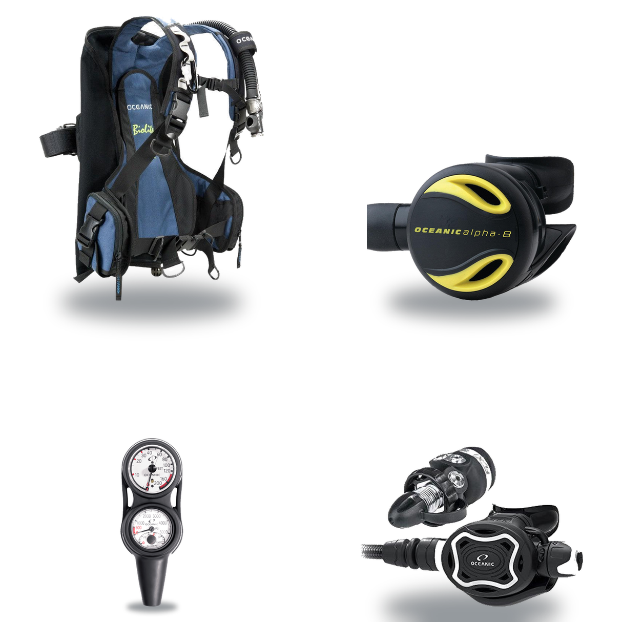 Oceanic Regulator + BCD Scuba Package – Oceansport BCD + Alpha 8 + SP5 Regulator + Alpha 8 Octopus + Maxdepth Gauge Console…
