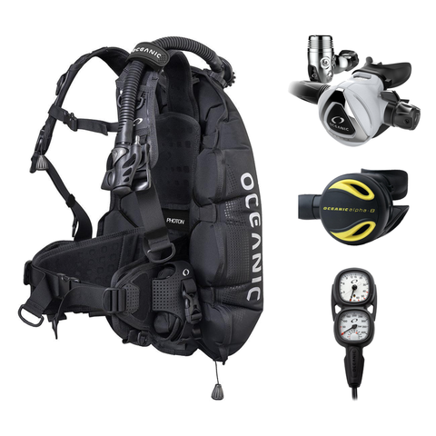 Oceanic Regulator + BCD Scuba Package – Photon Air Men's BCD w/ Color Kit + Delta 5 EDX Regulator + Alpha 8 Octopus + Maxview Console