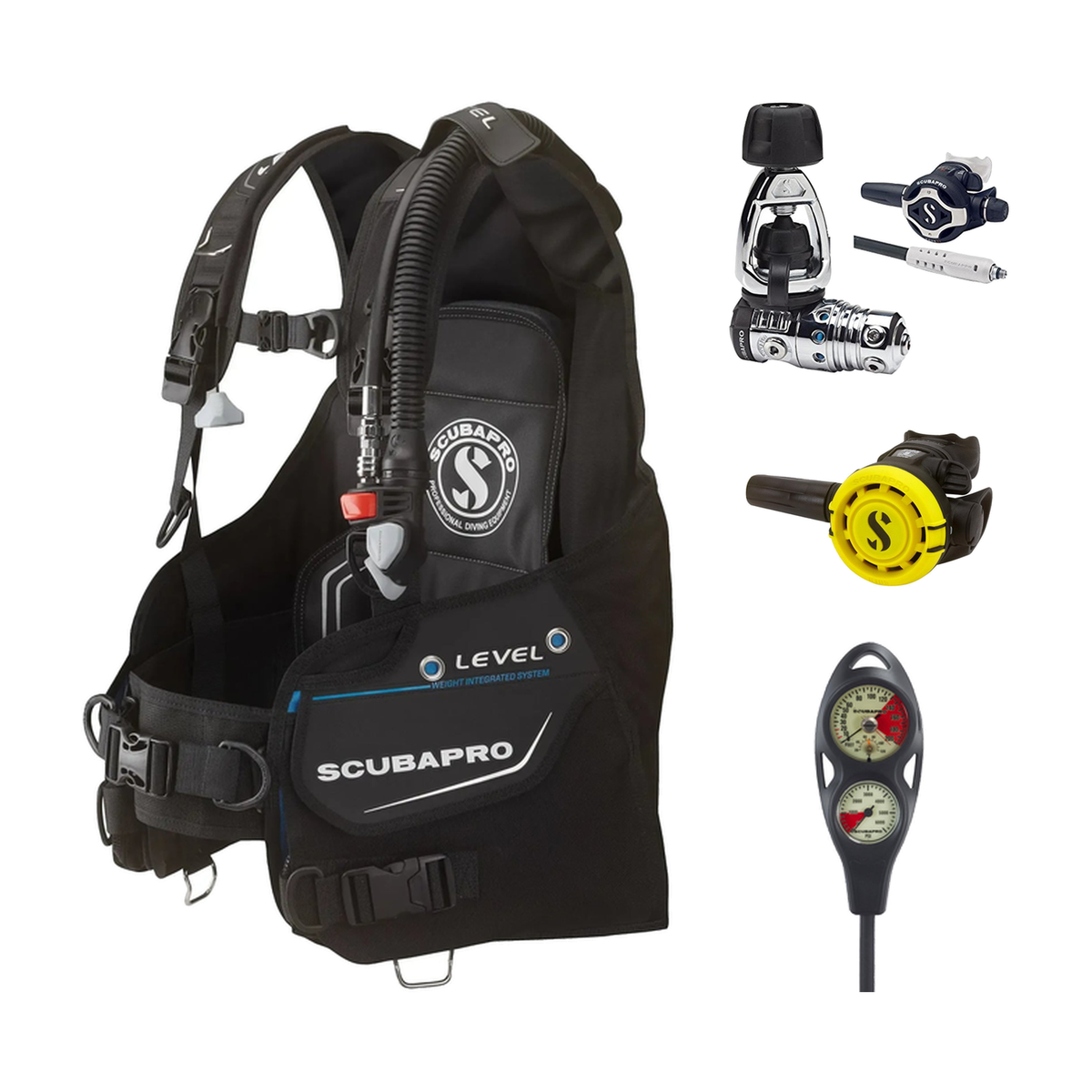 Scubapro Regulator + BCD Scuba Package – Level BCD + MK25 EVO/S620 Ti Regulator + R105 Octopus + 2-Gauge Console — includes…