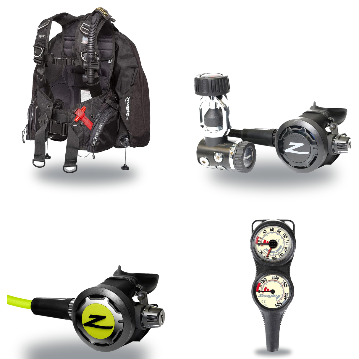 Zeagle Regulator + BCD Package – Ranger BCD + Onyx II Regulator + Onyx II Octopus + Combo 2 Gauge Console — includes Zeagle…