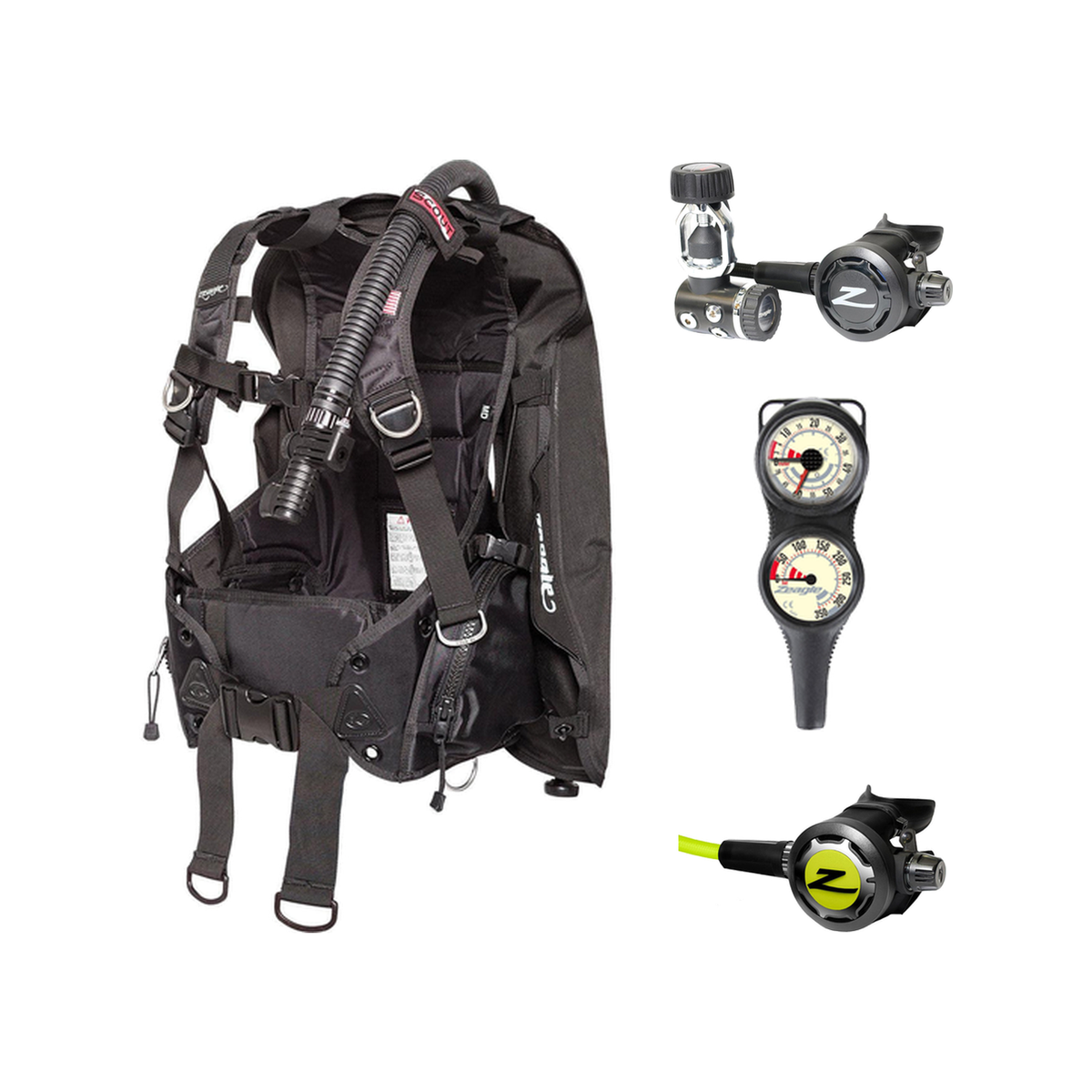 Zeagle Regulator + BCD Scuba Package – Scout BCD + Onyx II Regulator + Onyx II Octopus + Combo 2 Gauge Console — Zeagle Scou…