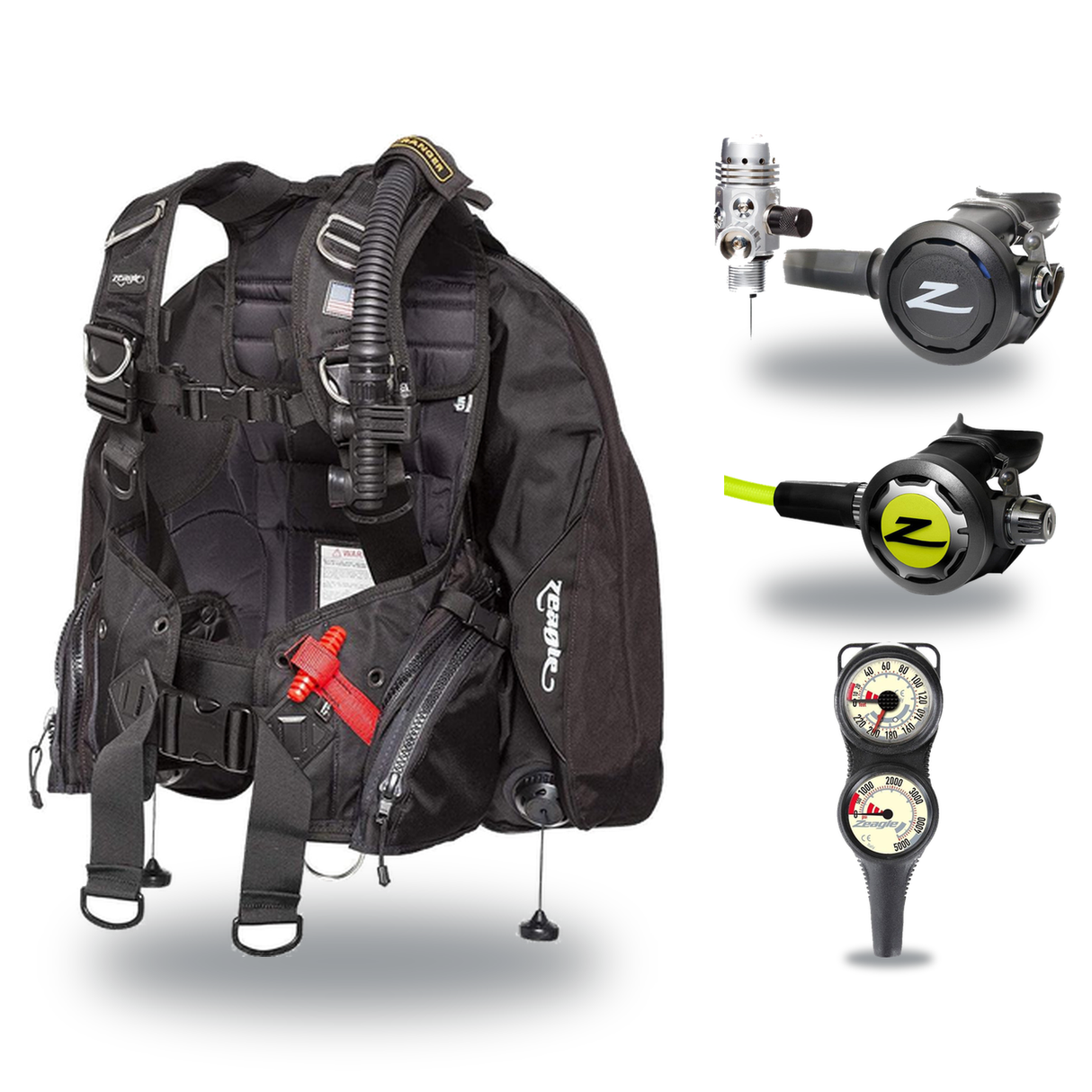 Zeagle Regulator + BCD Scuba Package – Stiletto BCD + F8 Regulator + Onyx II Octopus + Combo 2 Gauge Console — Zeagle Ranger…