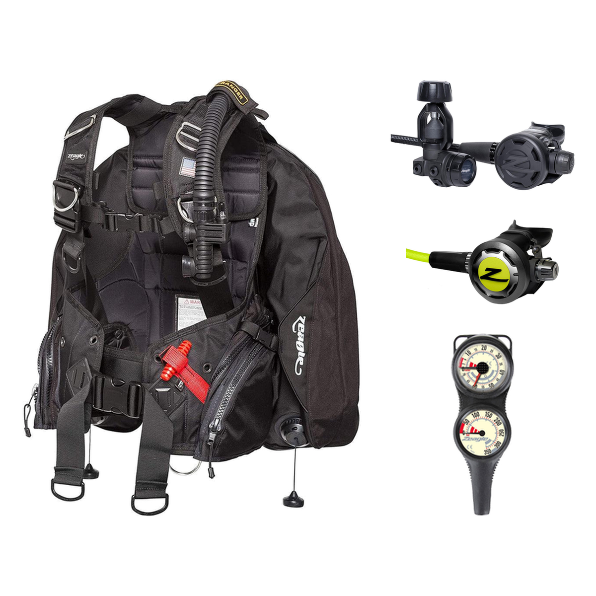 Zeagle Regulator + BCD Scuba Package – Stiletto BCD + Onyx II Regulator + Onyx II Octopus + Combo 2 Gauge Console — Zeagle R…