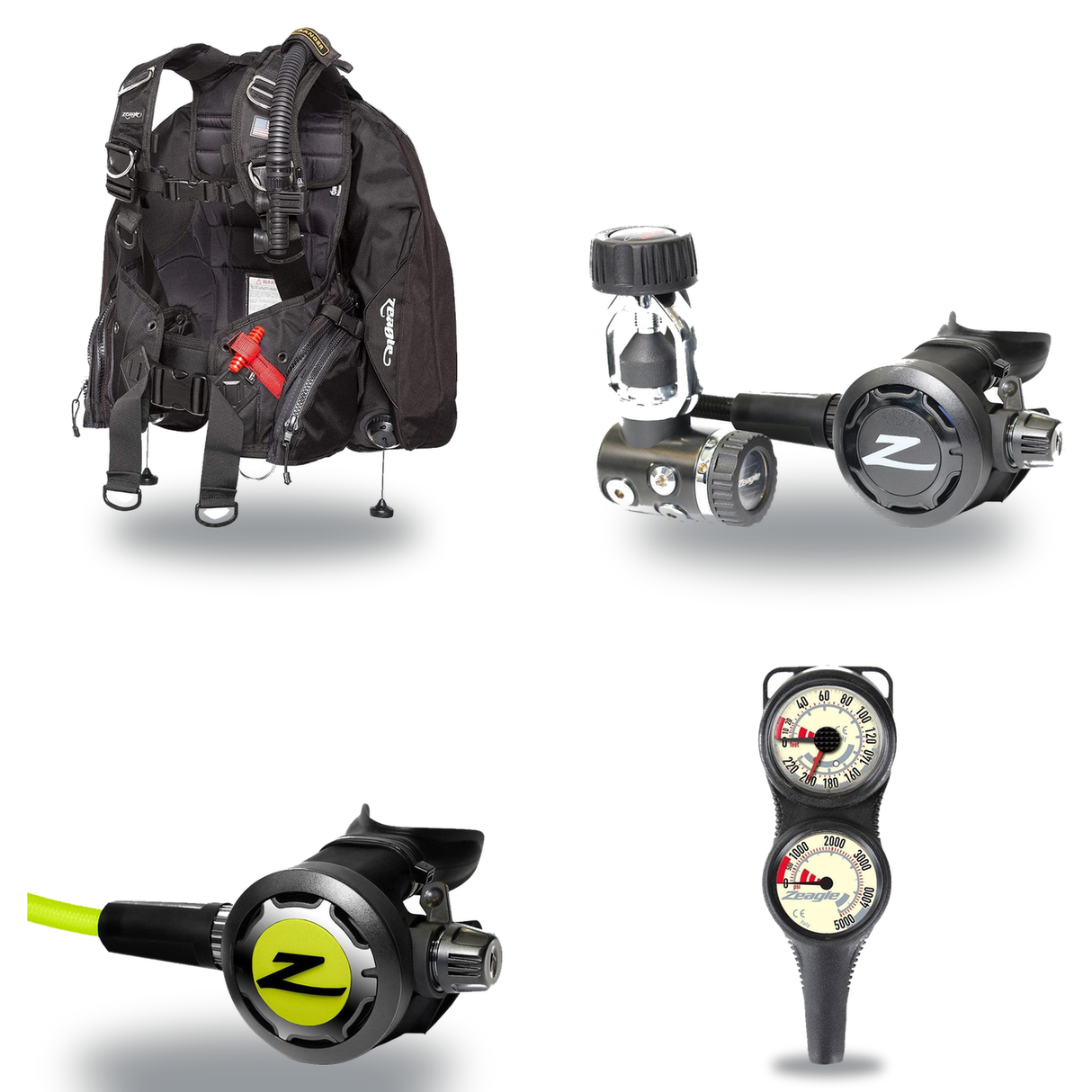 Zeagle Regulator + BCD Scuba Package – Stiletto BCD + Onyx II Regulator + Onyx II Octopus + Combo 2 Gauge Console — Zeagle R…