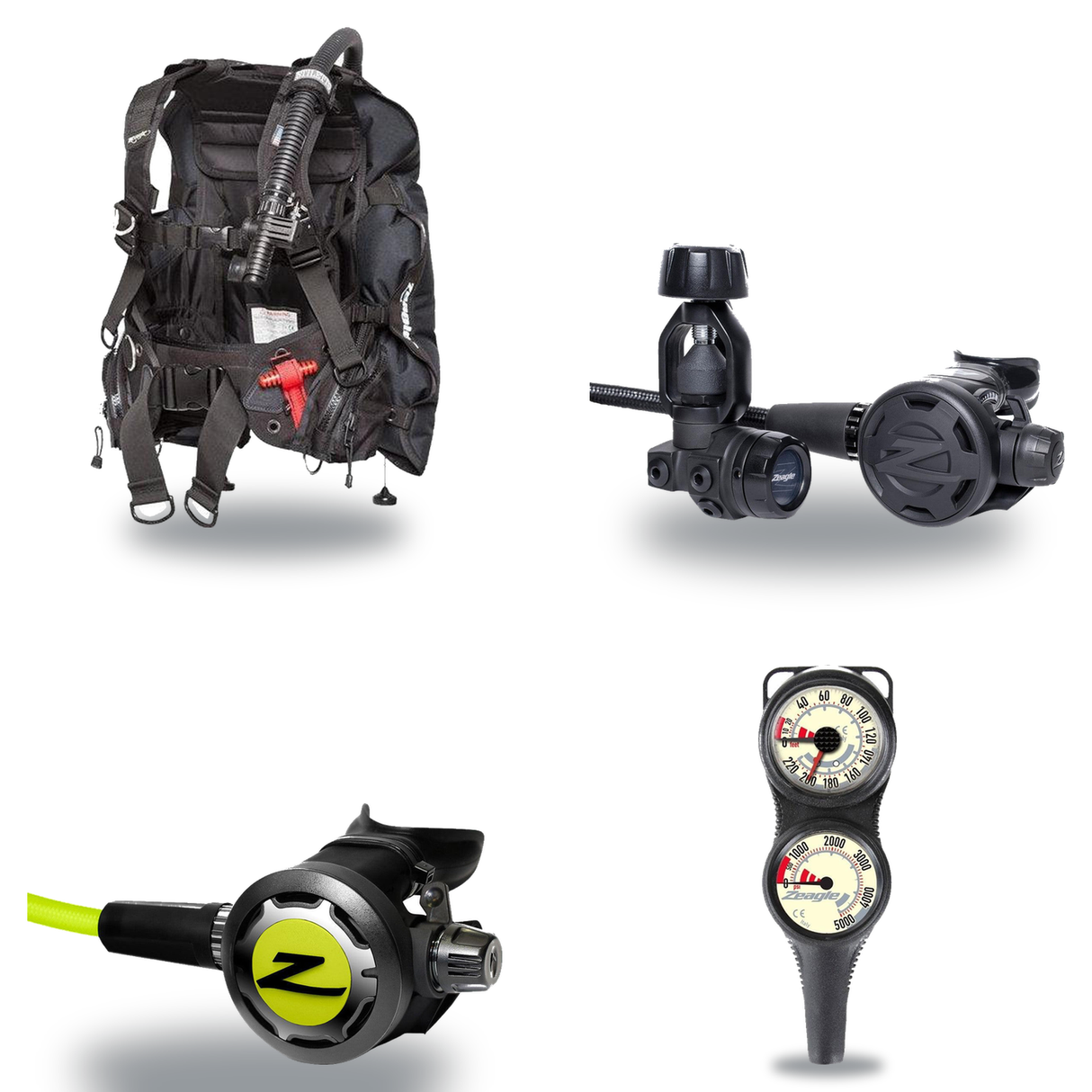 Zeagle Regulator + BCD Scuba Package – Zena BCD + Onyx II Regulator + Onyx II Octopus + Combo 2 Gauge Console — Zeagle Stile…