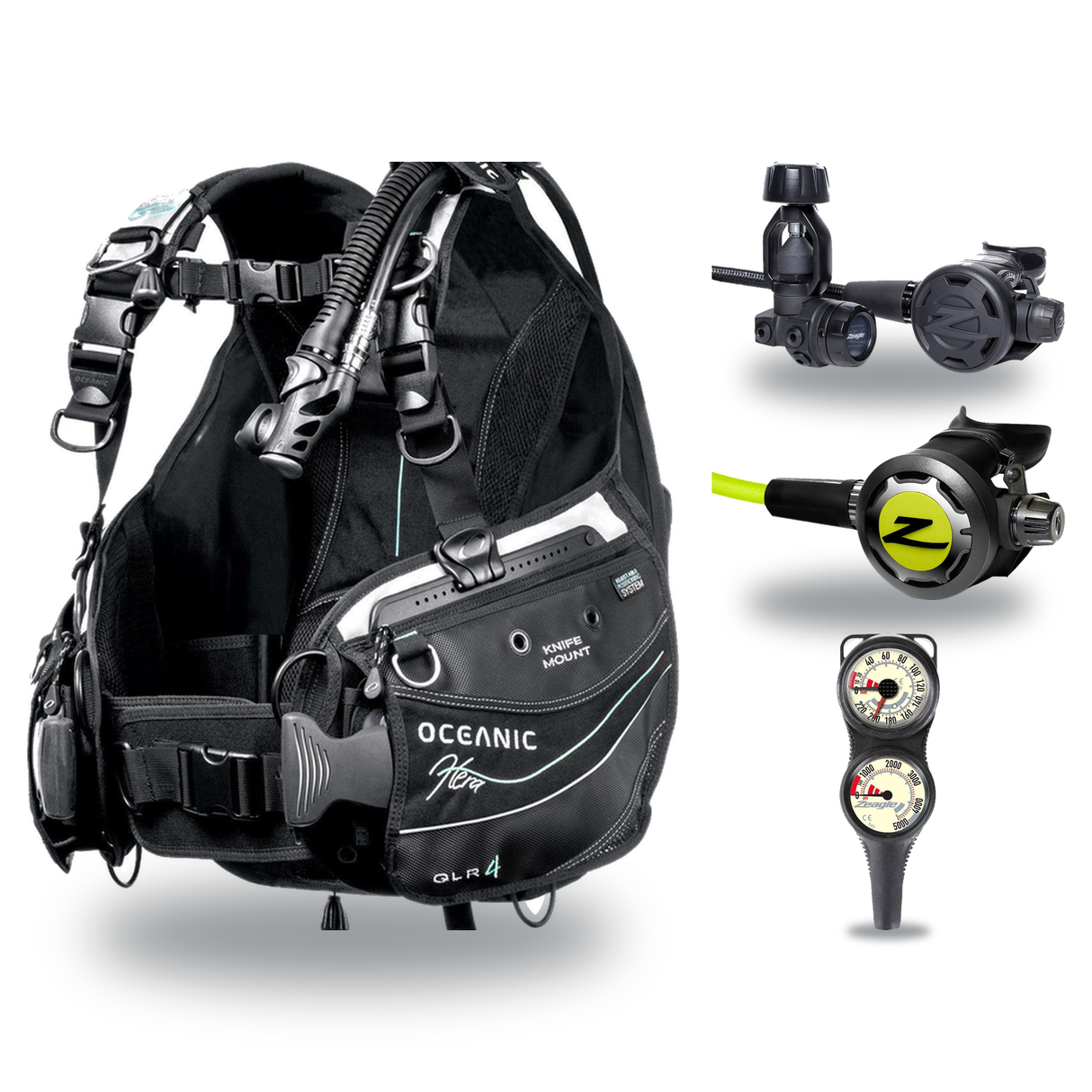 Zeagle Regulator + BCD Scuba Package – Zena BCD + Onyx II Regulator + Onyx II Octopus + Combo 2 Gauge Console — Oceanic Hera…
