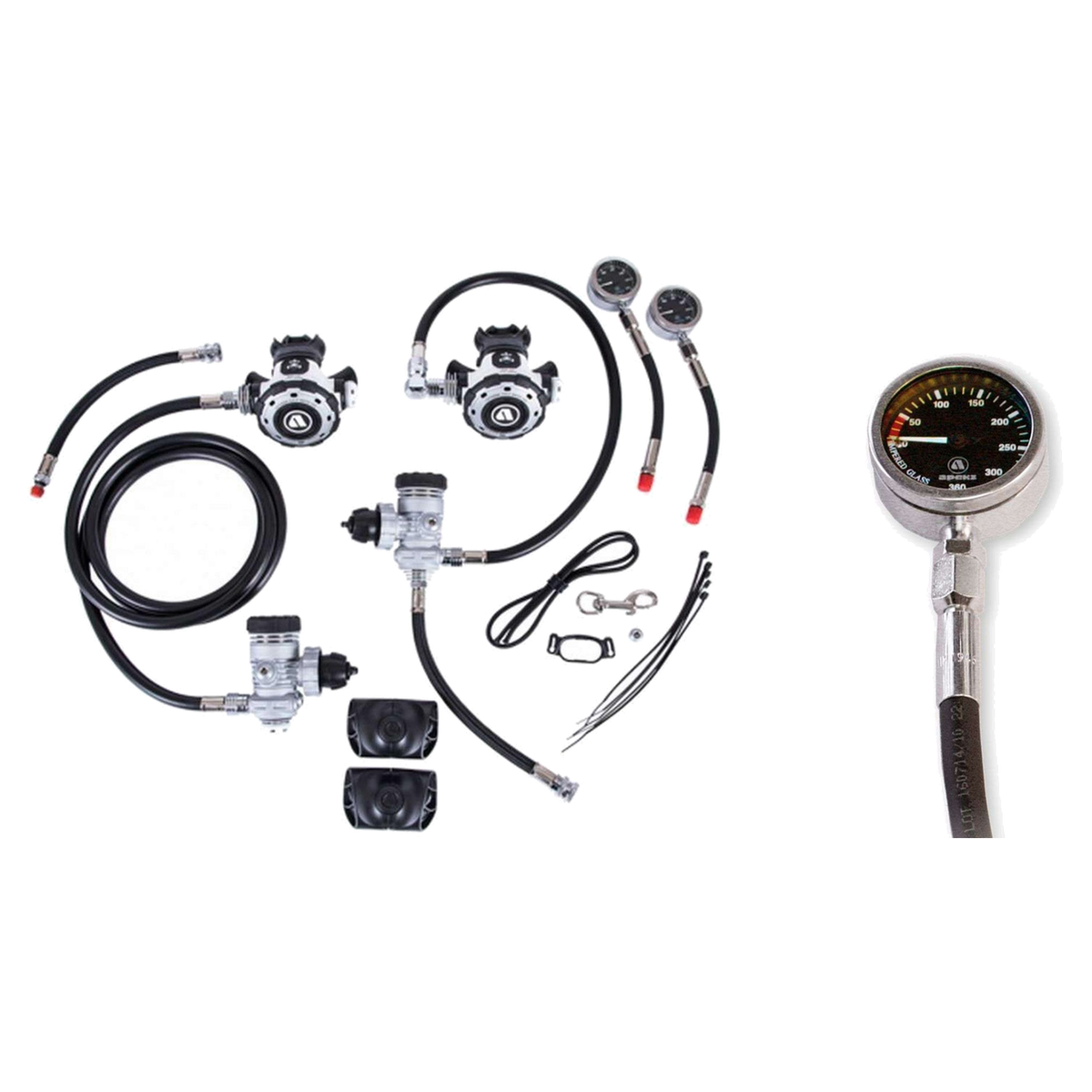 Apeks Sidemount Regulator Package – MTX-R Sidemount Set + Tek SPG