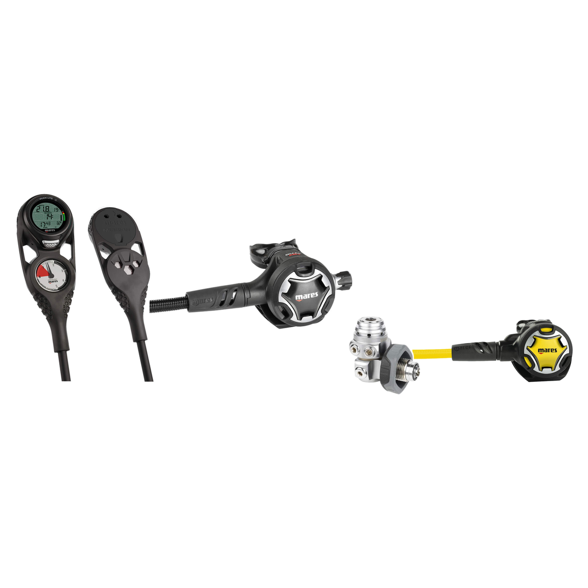 Mares Regulator Package – Dual Adj 62X Black Regulator + Dual Octopus + Mission 2 Console — DIN