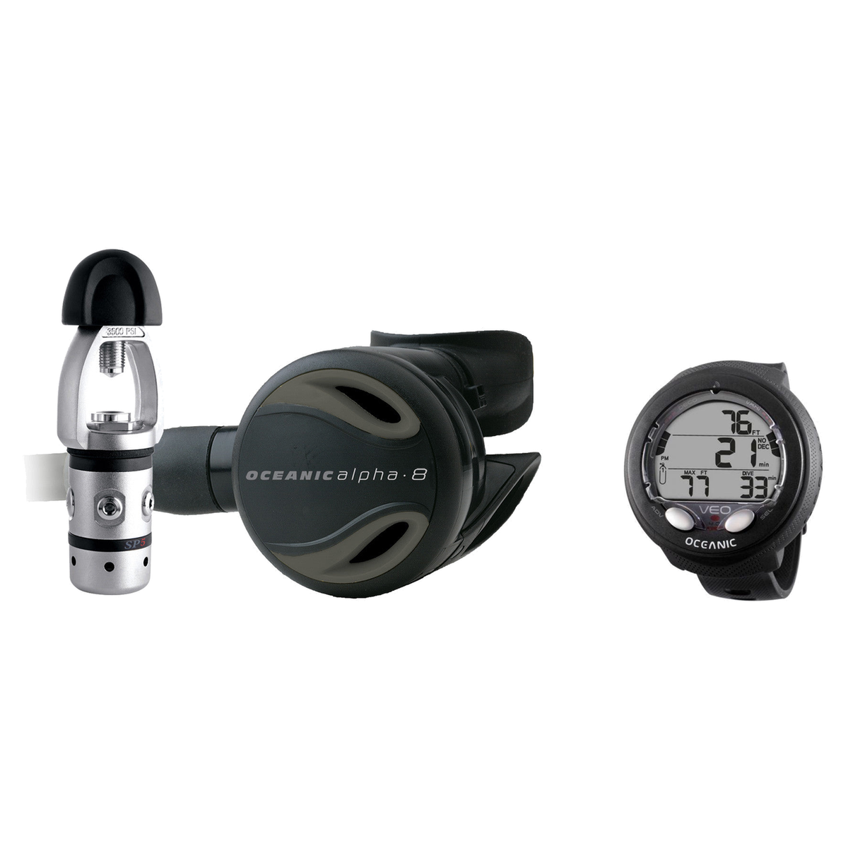 Oceanic Regulator + Dive Computer Package – Delta 5 + EDX Regulator + Veo 4.0 Dive Computer — Oceanic Alpha 8 + SP5