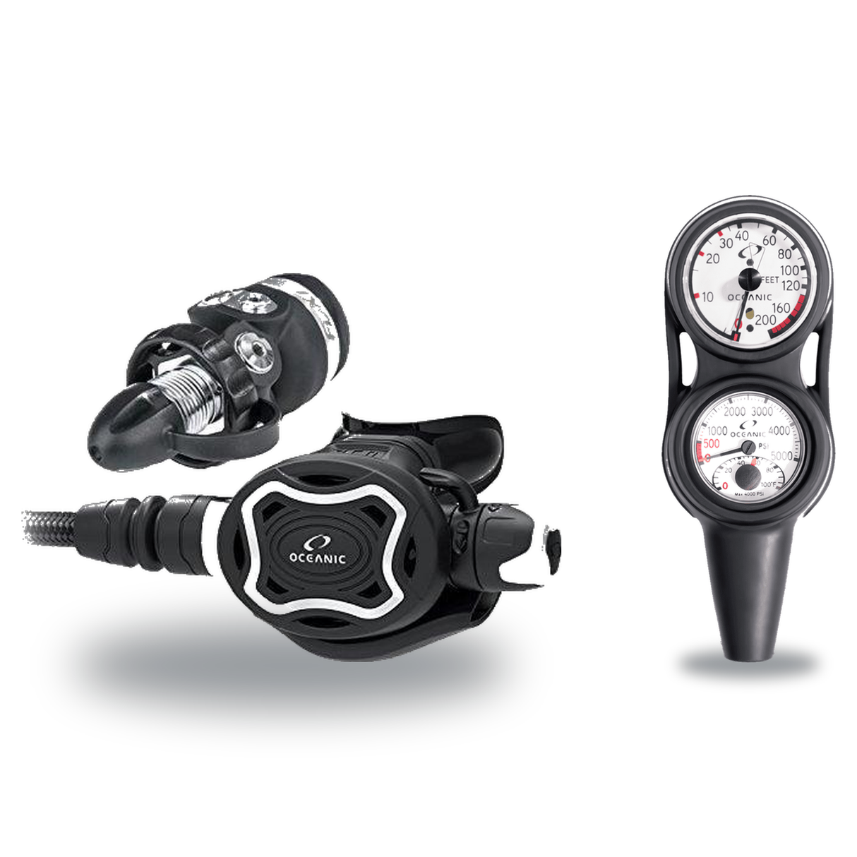 Oceanic Regulator + Gauge Console Package – Delta 5 + EDX Regulator + Maxdepth 3-Gauge Navcon — Oceanic ZEO FDX-I