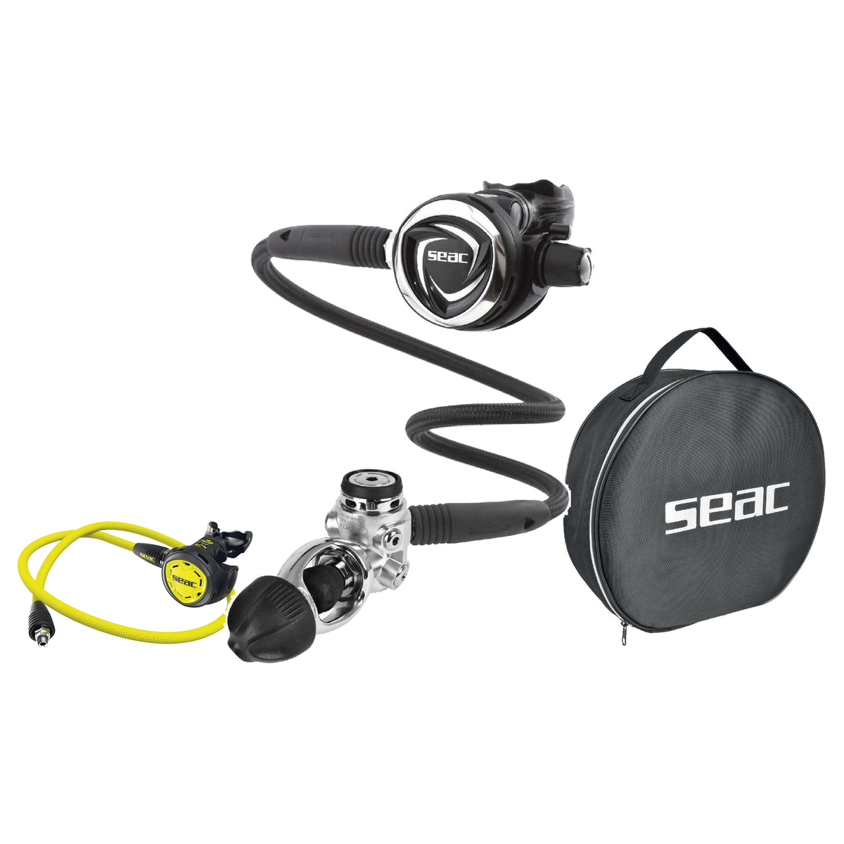 Seac Regulator Package – DX200 Regulator + IT300 Octopus + Mate Regulator Bag — includes Seac DX200 Regulator, SEAC OCTOPUS…